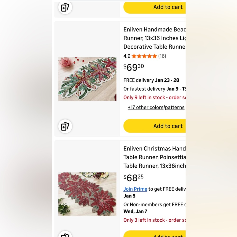 Beaded Christmas table runner 36 X 13